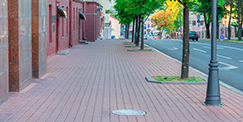 Brick Walkway In City Area